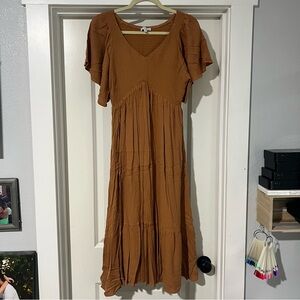 Camel colored midi dress